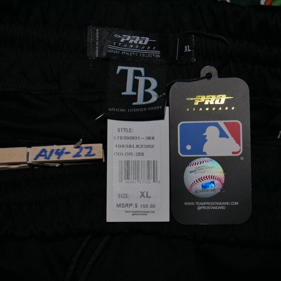 Pro Standard Tampa Bay Devil Rays Shorts Size XL Triple Black Chenille Patches - Picture 8 of 11